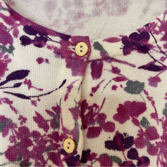 Basic Editions White Purple Long Sleeve Cardigan - Picture 2 of 9